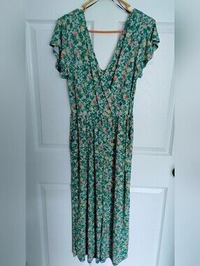 Kaileigh Floral Green V-Neck Maxi Jumpsuit